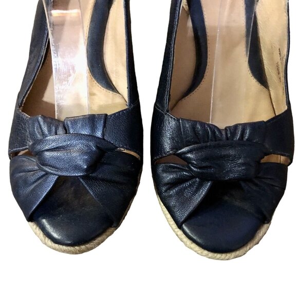 Nurture Toshe Espadrilles Peek Toe Sandals Womens 8M Used Blue Leather - Picture 4 of 16